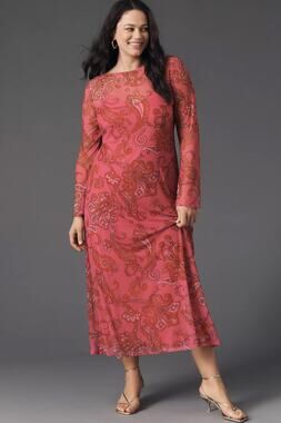 nwt ANTHROPOLOGIE x NEVER FULLY DRESSED sz 18W Mesh Paisley Long Sleeve Midi